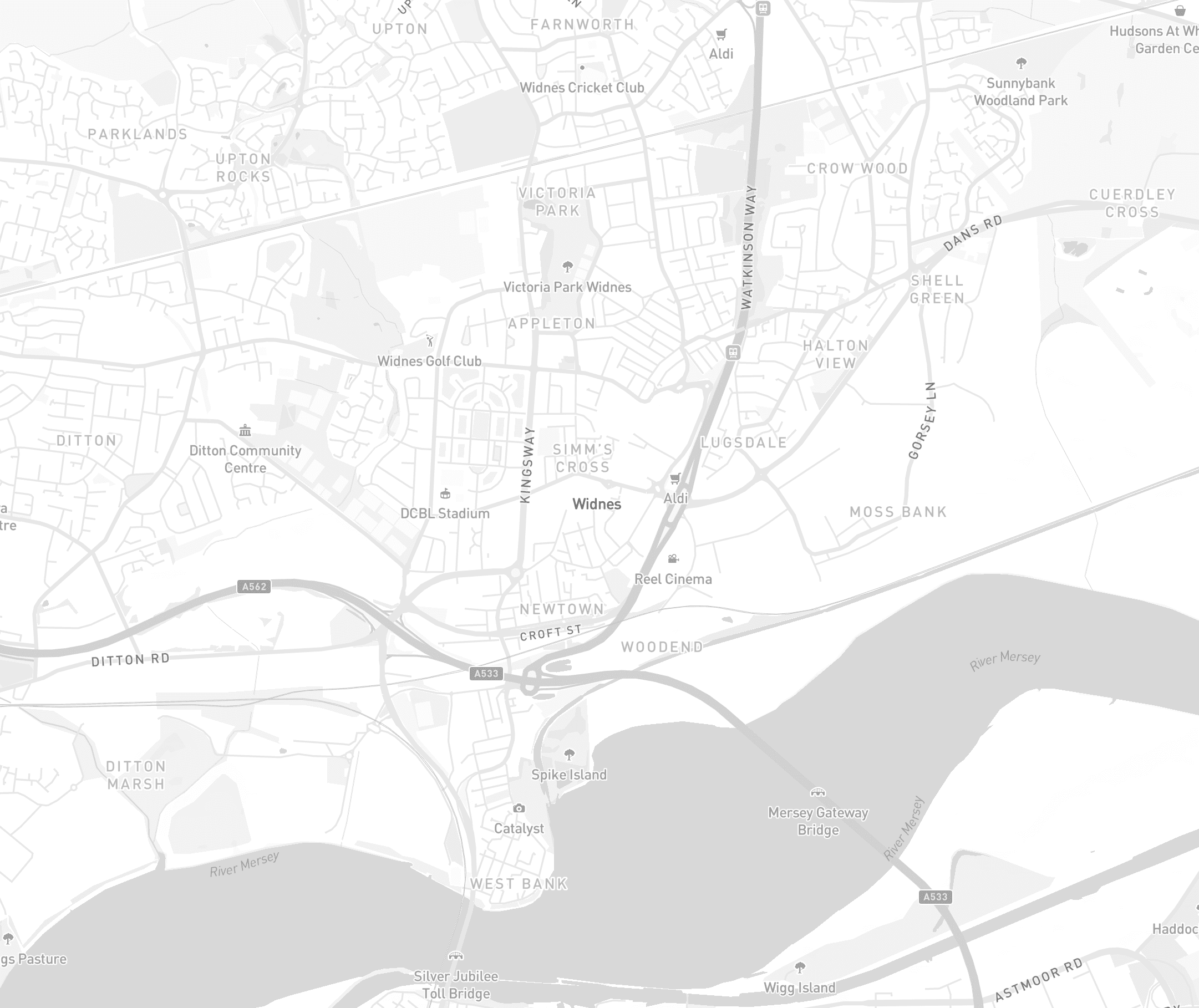 Map of Widnes showing local search results