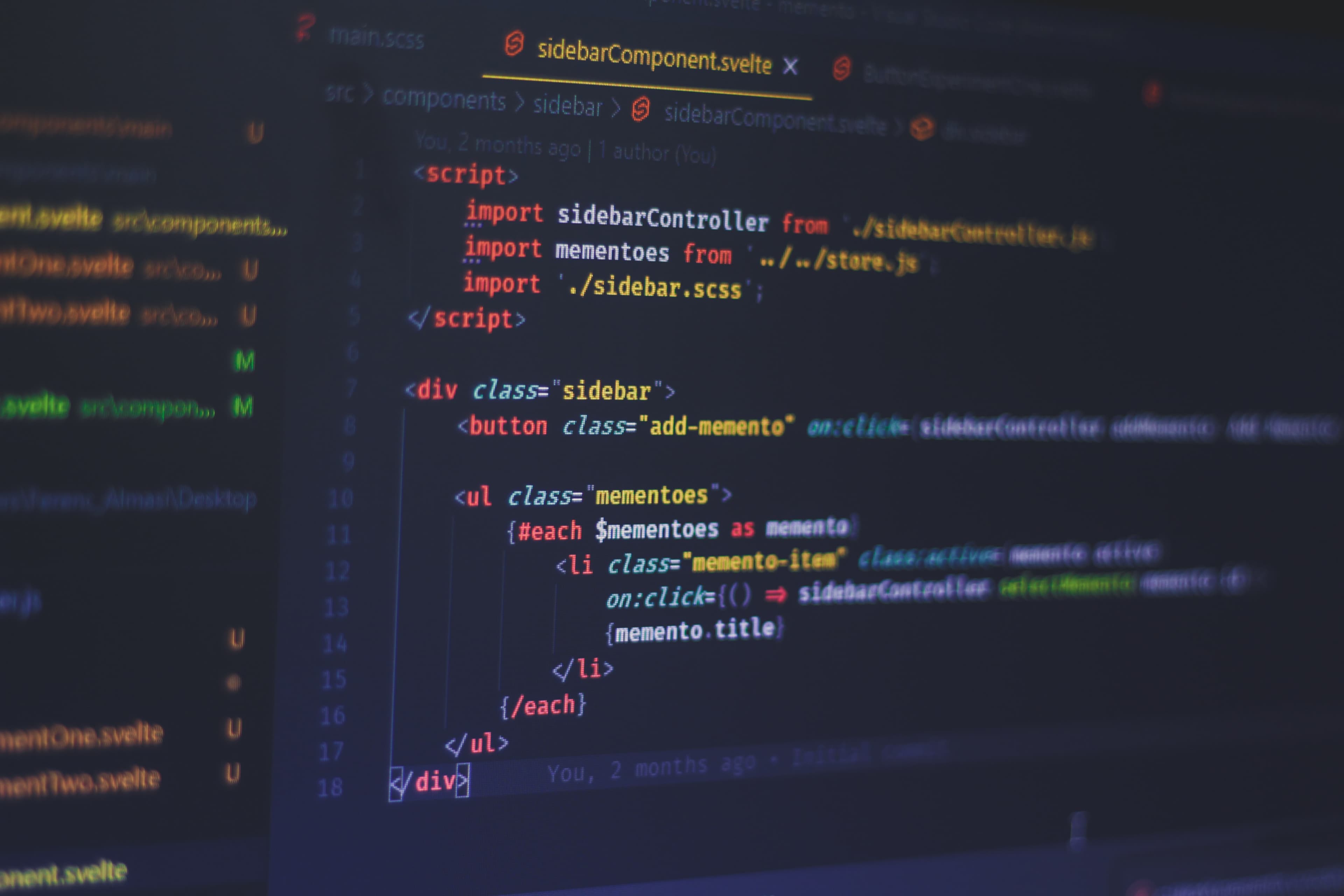 Web development on a laptop screen