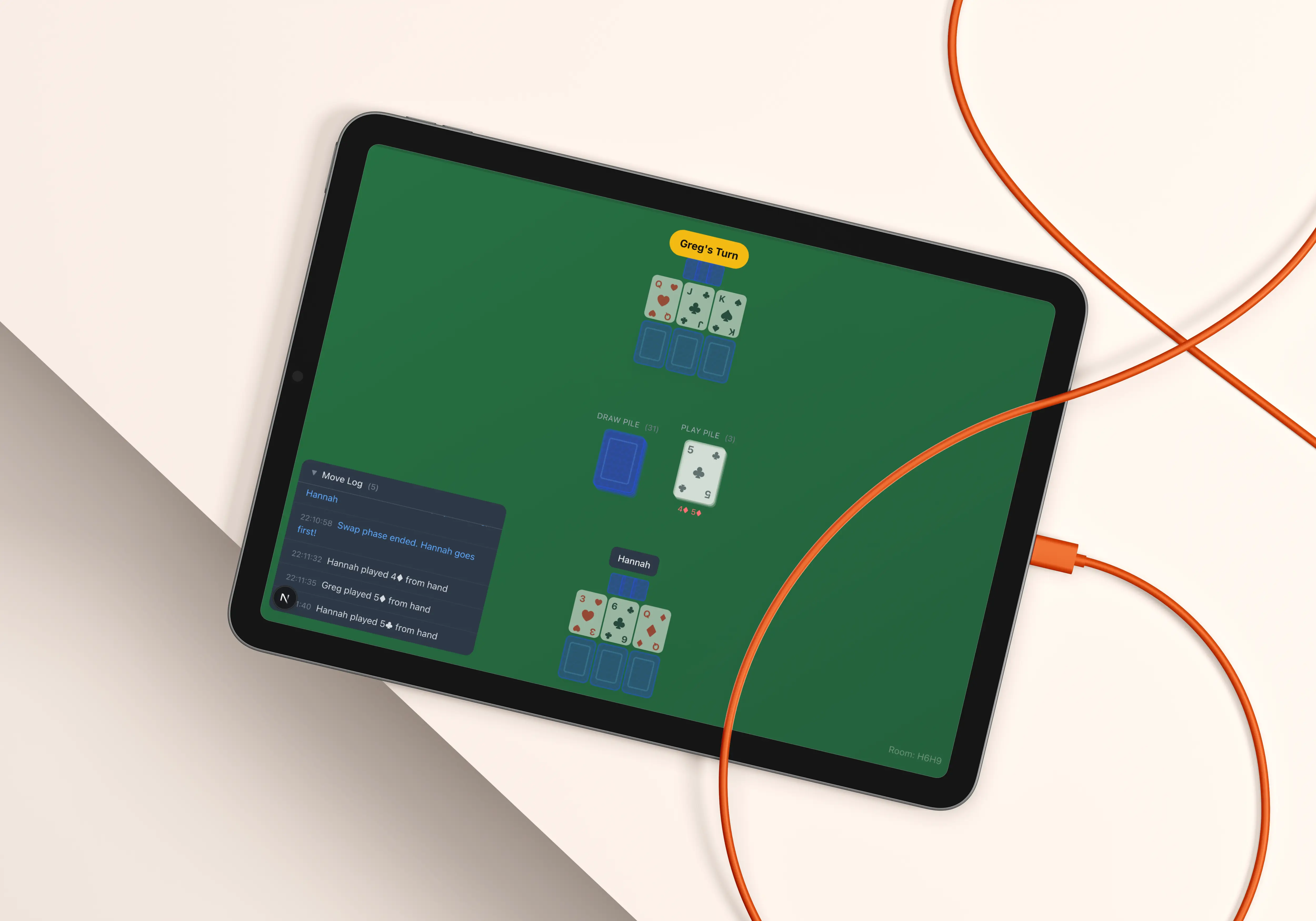 Real-Time Multiplayer Card Game interface