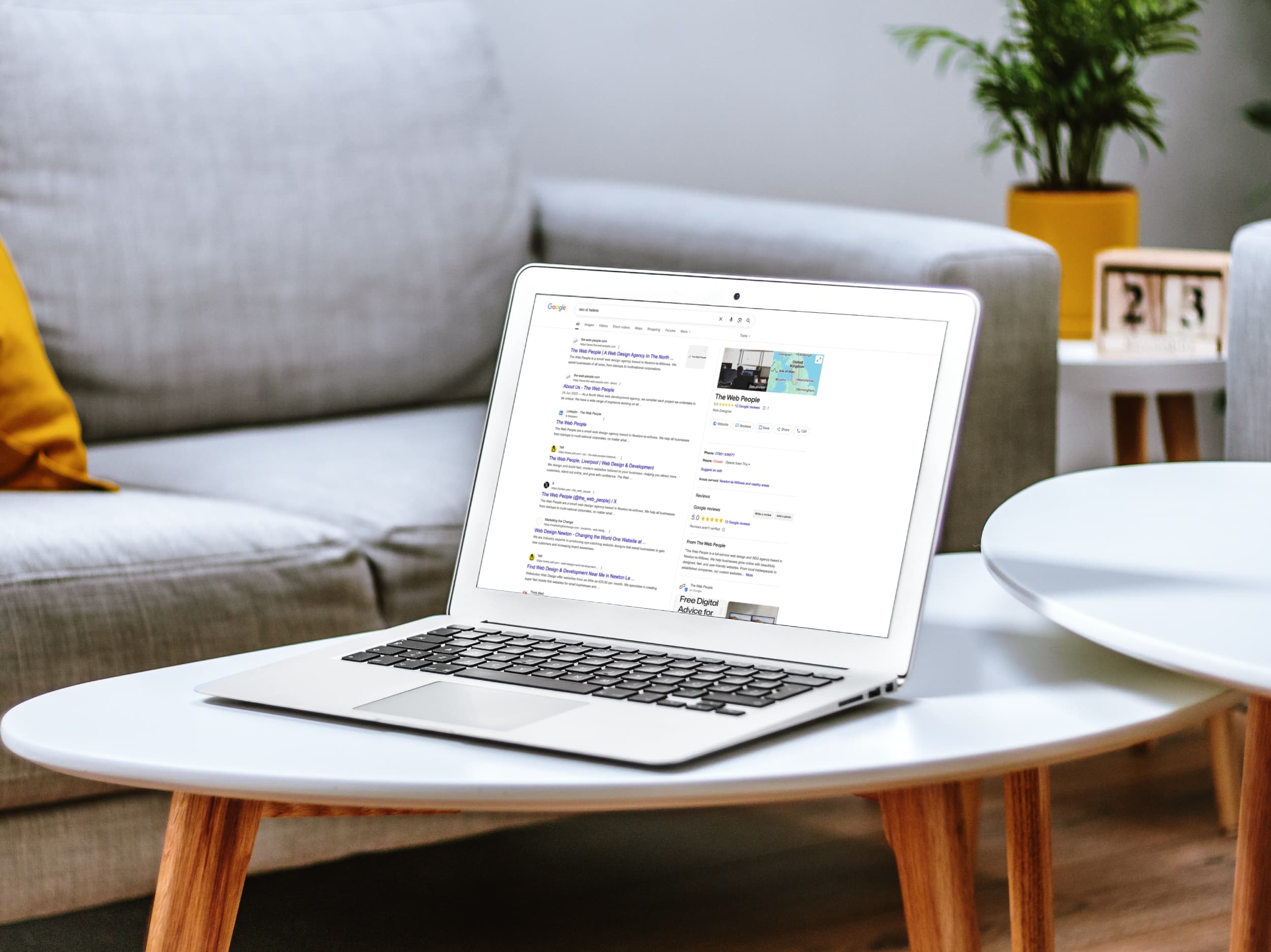 Laptop showing Google Business Profile Optimisation in action